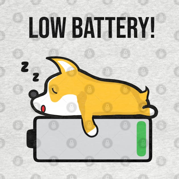 Pembroke Welsh Corgi Sleeping Low Battery by alltheprints